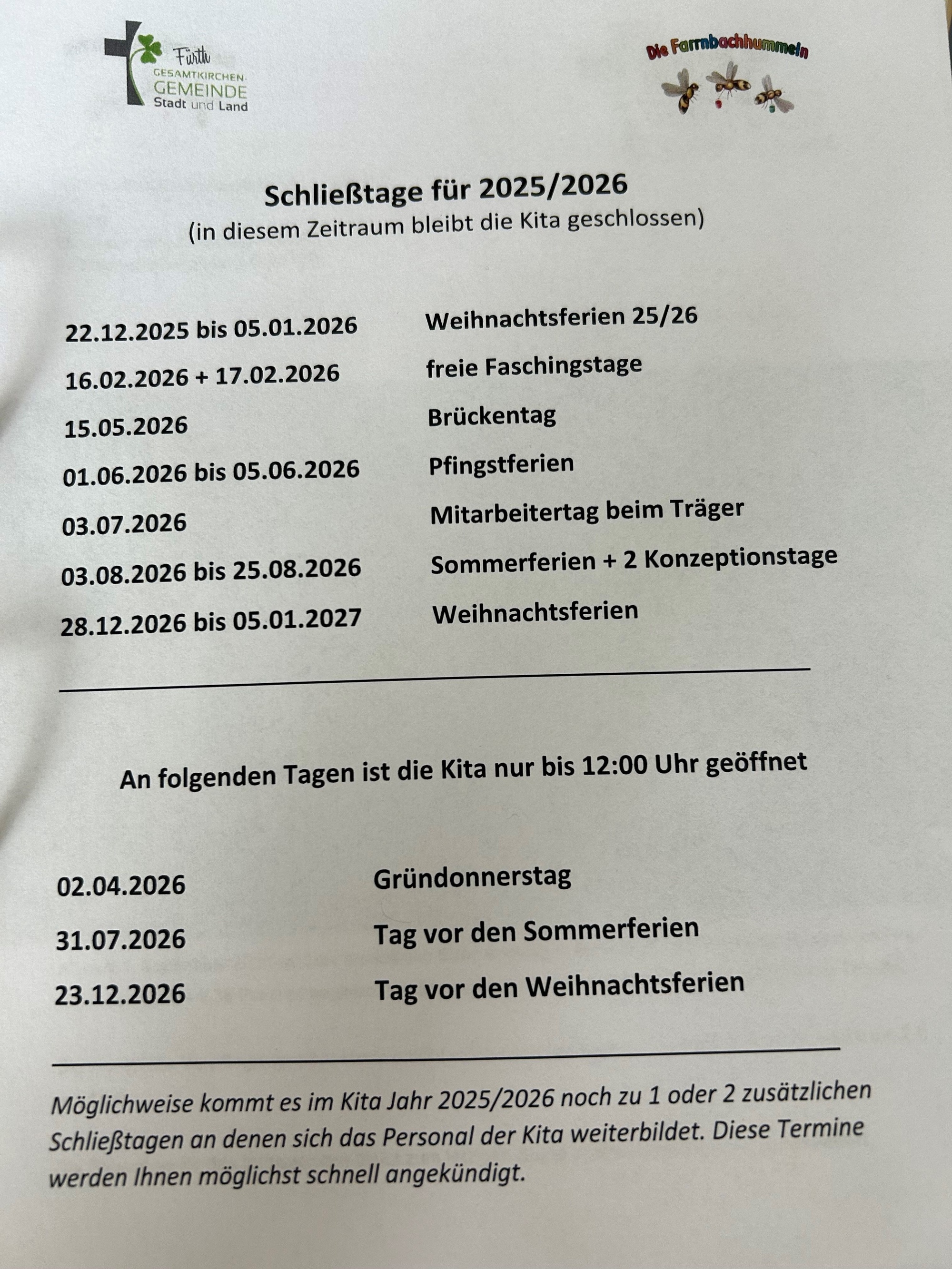 Schließtage
