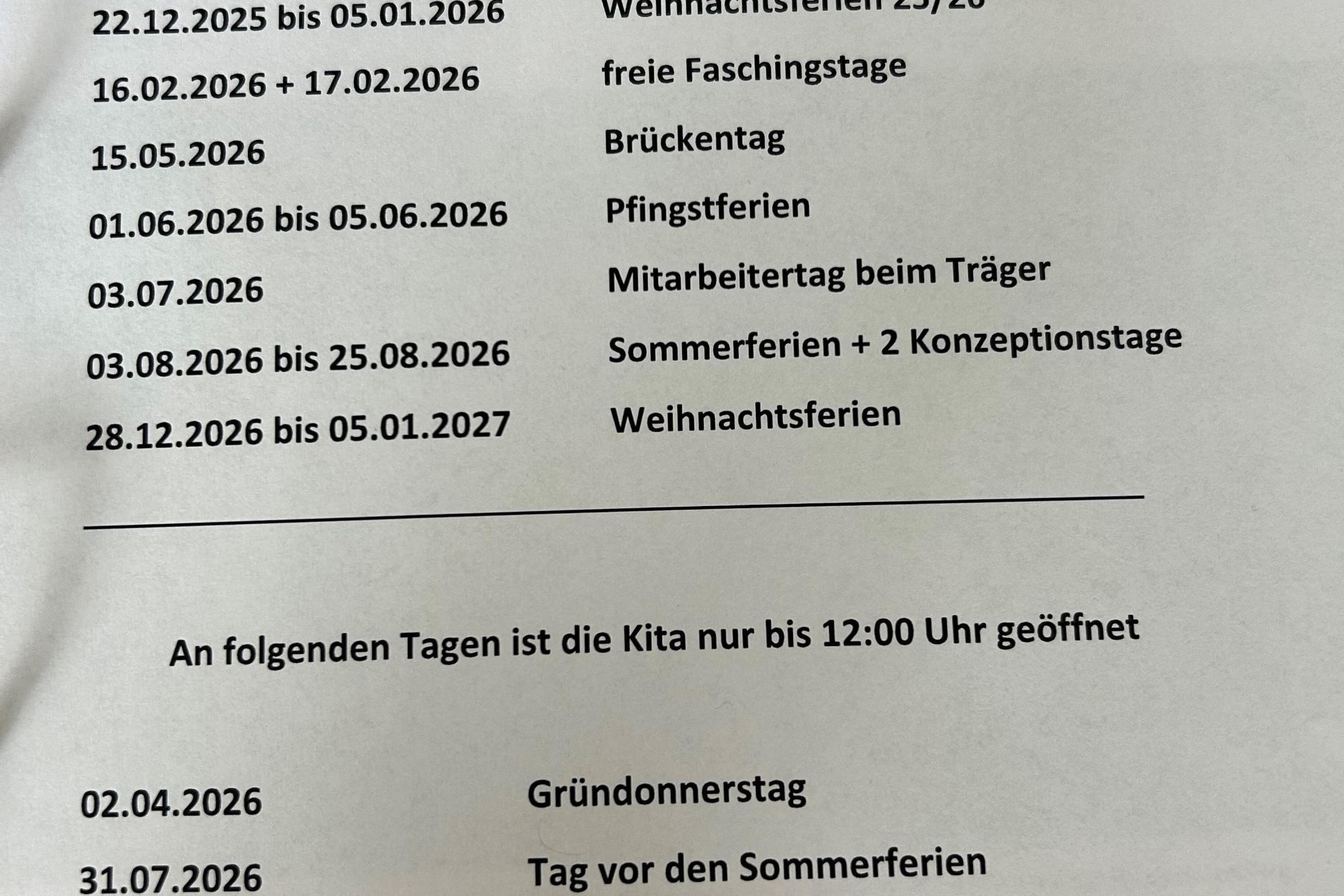 Schließtage