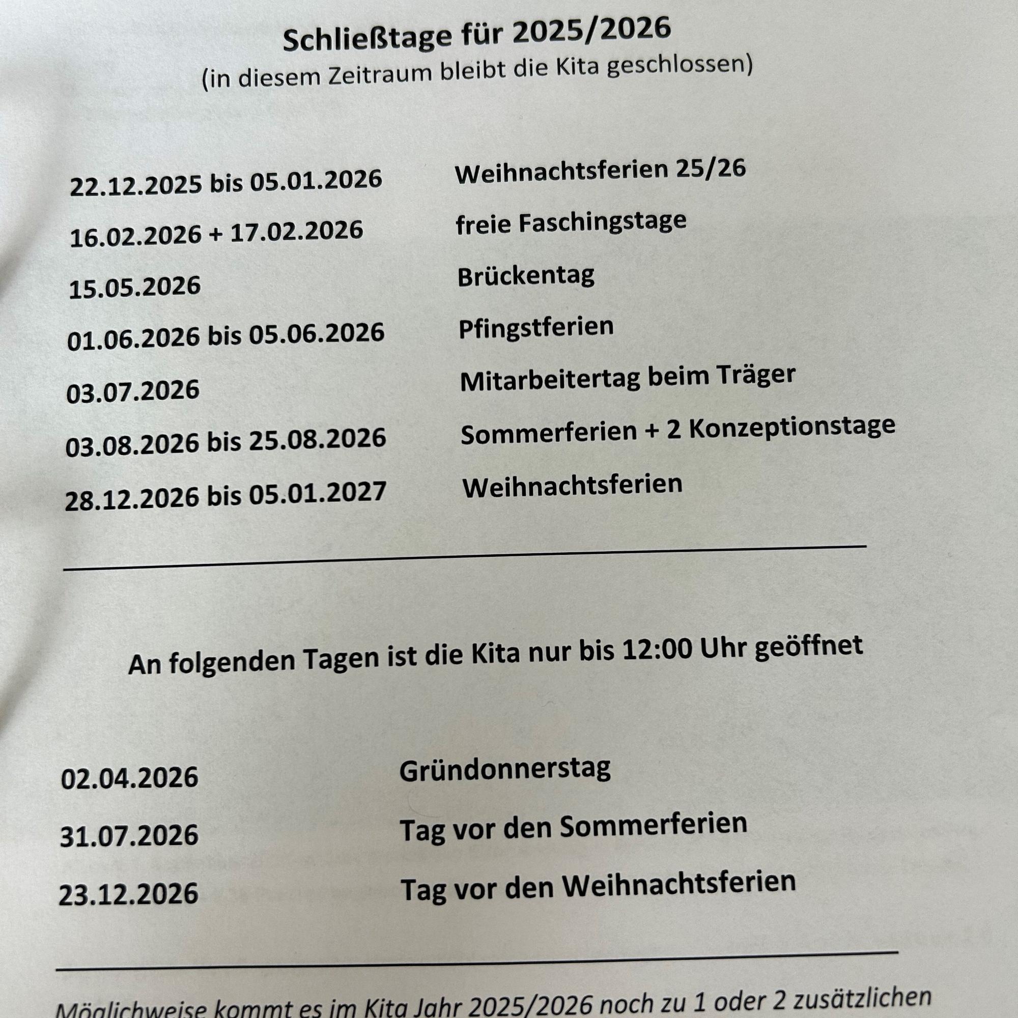 Schließtage